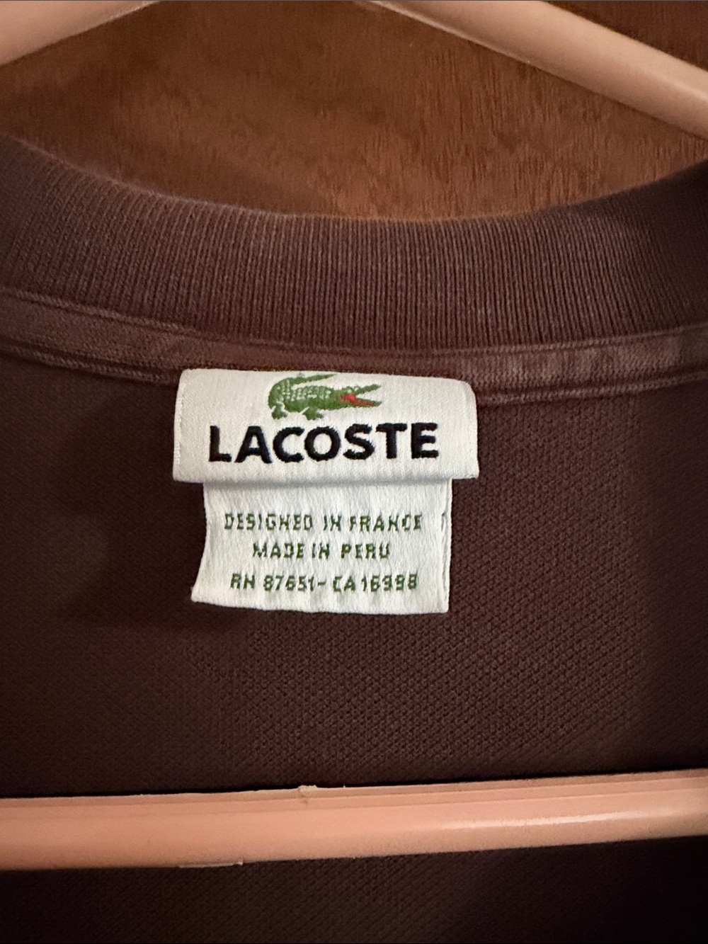 Lacoste Men's Dark Brown Polo with Green Crocodile Logo - Picture 2 of 5